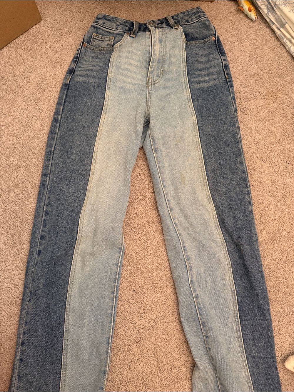 PacSun Two-Tone Boyfriend Jeans - Light Blue & Dark Blue